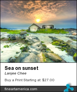 Sea On Sunset by Lanjee Chee - Painting - Sea On Sunset On Canvas