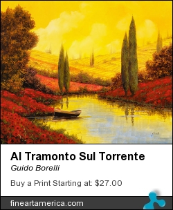 Al Tramonto Sul Torrente by Guido Borelli - Painting - Oil On Canvas