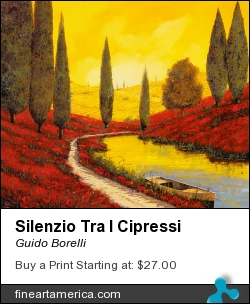 Silenzio Tra I Cipressi by Guido Borelli - Painting - Oil On Canvas