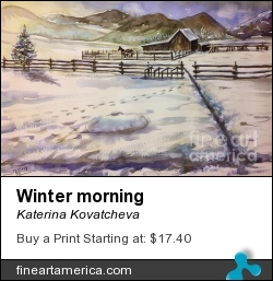 Winter Morning by Katerina Kovatcheva - Painting - Watercolor