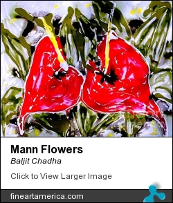 Mann Flowers by BALJIT CHADHA - Painting - Mix Media On Paper