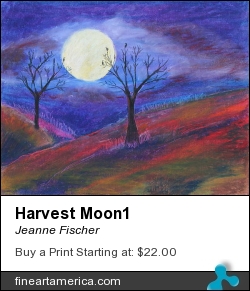 Harvest Moon1 by Jeanne Fischer - Painting - Oil Pastel On Matte Board