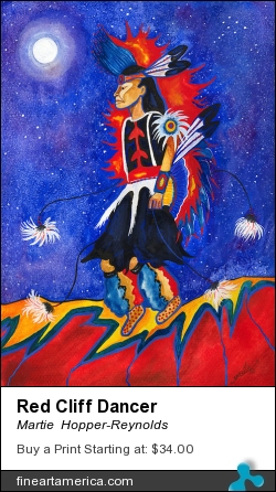 Red Cliff Dancer by Martie  Hopper-Reynolds - Painting - Acrylic/watercolor On Canvas/paper