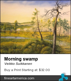 Morning Swamp by Veikko Suikkanen - Painting - Pastel On Paper