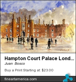 Hampton Court Palace London by Juan  Bosco - Painting - Watercolor On Paper