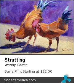 Strutting by Wendy Gordin - Painting - Oil On Canvas Board