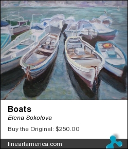 Boats by Elena Sokolova - Painting - Oil On Canvas