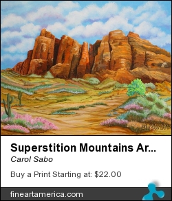 Superstition Mountains Arizona by Carol Sabo - Painting - Acrylic On Canvas