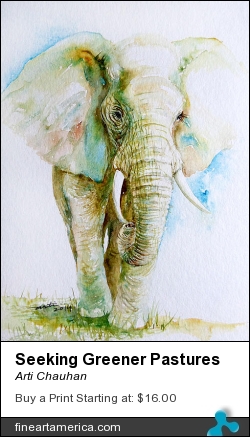 Seeking Greener Pastures by Arti Chauhan - Painting - Watercolour On Paper