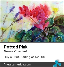 Potted Pink by Renee Chastant - Painting - Watercolor On Paper