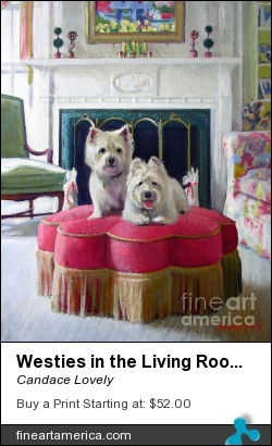 Westies In The Living Room by Candace Lovely - Painting - Oil On Linen