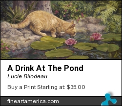 A Drink At The Pond by Lucie Bilodeau - Painting - Oil On Canvas