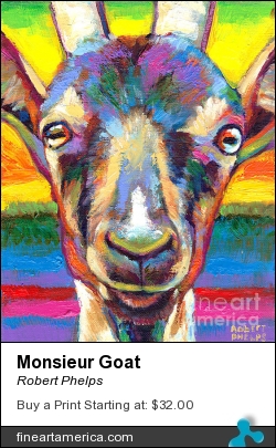 Monsieur Goat by Robert Phelps - Painting - Acrylic On Canvas