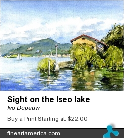 Sight On The Iseo Lake by Ivo Depauw - Painting - Aquarel