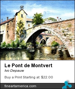Le Pont De Montvert by Ivo Depauw - Painting - Aquarel