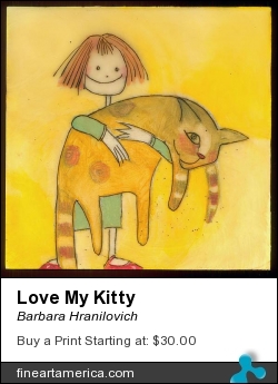 Love My Kitty by Barbara Hranilovich - Painting - Encaustic