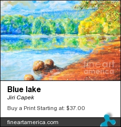 Blue Lake by Jiri Capek - Painting - Acrylic Painting