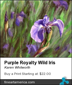 Purple Royalty Wild Iris by Karen Whitworth - Painting - Acrylic