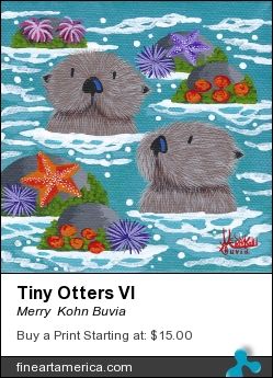Tiny Otters Vi by Merry  Kohn Buvia - Painting - Acrylic On Canvas