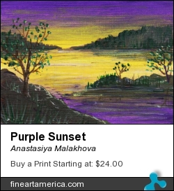 Purple Sunset by Anastasiya Malakhova - acrylic on linen canvas card
