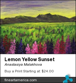 Lemon Yellow Sunset by Anastasiya Malakhova - acrylic on linen canvas card