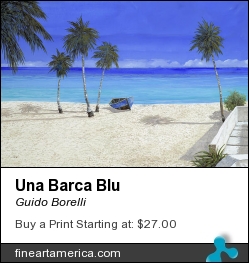 Una Barca Blu by Guido Borelli - Painting - Oil On Canvas