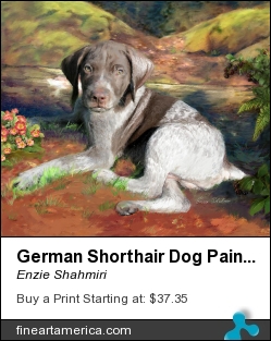 German Shorthair Dog Painting by Enzie Shahmiri - Painting - Mixed Media