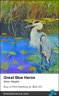 Great Blue Heron by Alvin Hepler - Painting - Acrylic On Canvas