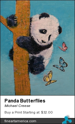 Panda Butterflies by Michael Creese - Painting - Oil On Canvas