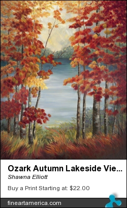 Ozark Autumn Lakeside View by Shawna Elliott - Painting