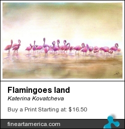 Flamingoes Land by Katerina Kovatcheva - Painting