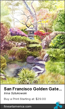 San Francisco Golden Gate Park Japanese Tea Garden by Irina Sztukowski - Painting