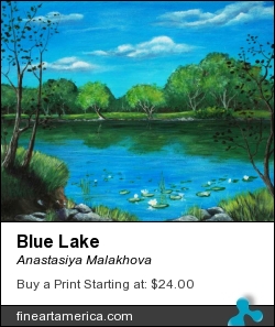 Blue Lake by Anastasiya Malakhova - acrylic on canvas