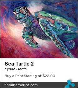Sea Turtle 2 by Lynda Dorris - Painting - Water Color On Water-proof Ink Outlines