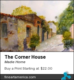 The Corner House by Madie Horne - Painting - Watercolors