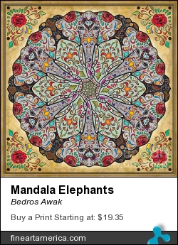 Mandala Elephants by Bedros Awak - Digital Art - Digital Art