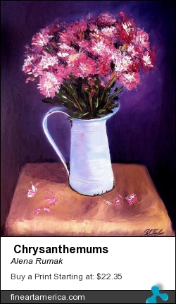 Chrysanthemums by Alena Rumak - Painting - Oil On Board