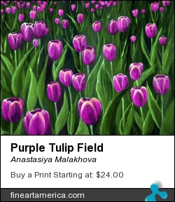 Purple Tulip Field by Anastasiya Malakhova - acrylic on canvas, digitally altered