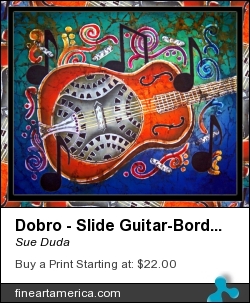 Dobro - Slide Guitar-bordered by Sue Duda - Painting - Batik On Silk
