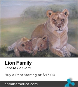 Lion Family by Teresa LeClerc - Painting - Pastel