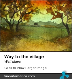 Way To The Village by Walt Maes - Painting - Watercolor