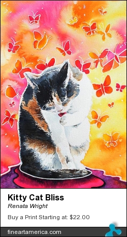 Kitty Cat Bliss by Renata Wright - Painting