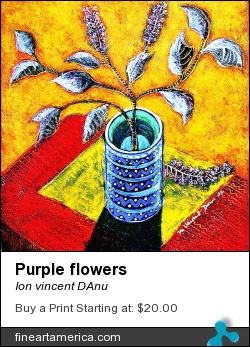 Purple Flowers by Ion vincent DAnu - Painting - Acrylics & Watercolor