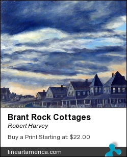 Brant Rock Cottages by Robert Harvey - Painting - Oil On Plywood