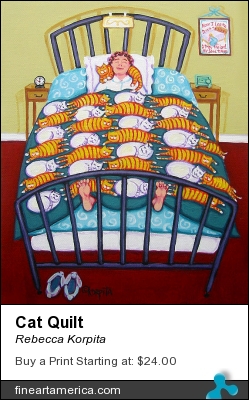 Cat Quilt by Rebecca Korpita - Painting - Acrylic
