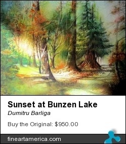 Sunset At Bunzen Lake by Dumitru Barliga - Painting - Watercolor
