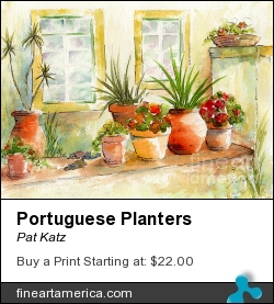 Portuguese Planters by Pat Katz - Painting - Watercolor