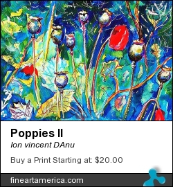 Poppies II by Ion vincent DAnu - Painting - Watercolor