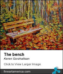 The Bench by Keren Gorzhaltsan - Painting - Oil On Canvas