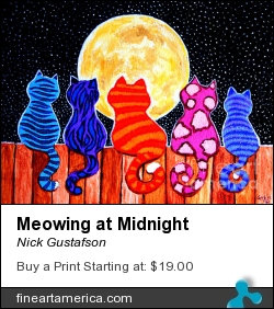 Meowing At Midnight by Nick Gustafson - Painting - Acrylic